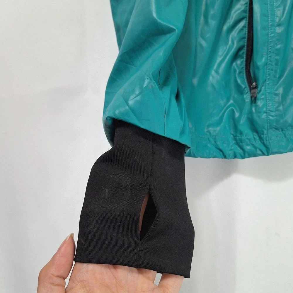 Colosseum Athletics Hooded Windbreaker Womens S Teal Jacket Thumbhole Cuffs Mesh